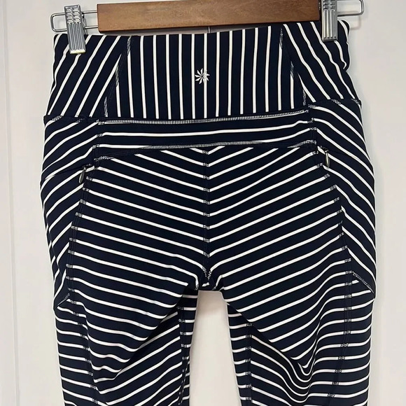 Athleta Women’s Stripe Contender 7/8 Tight In Powerlift Blue and white Capri XS - Picture 6 of 10